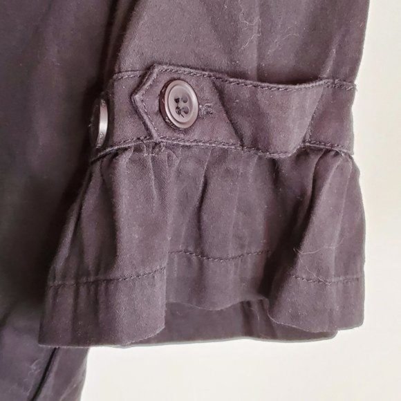 Roxy 3/4 Bell Sleeve Round Collar Button Accent Black Twill Jacket Womens Medium - Picture 4 of 8
